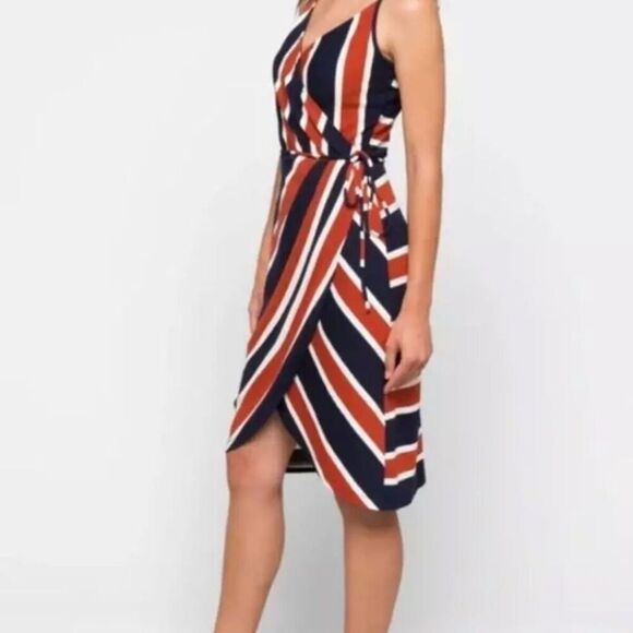 41 Hawthorn Women's Annora Faux Wrap Knit Dress Size S Multicolor Striped Jersey - Picture 1 of 8